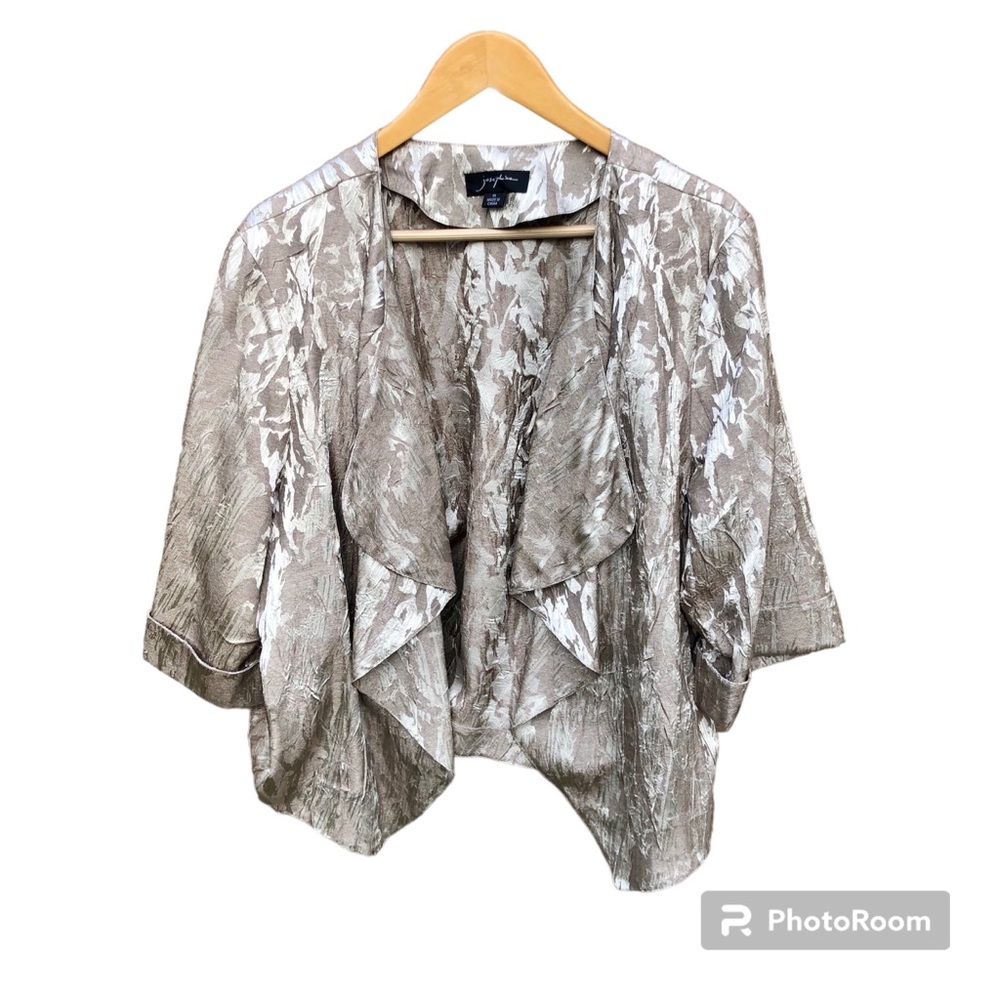 Josephine waterfall Jacket Silver & Champagne Cropped Evening Coat Sz. XL
